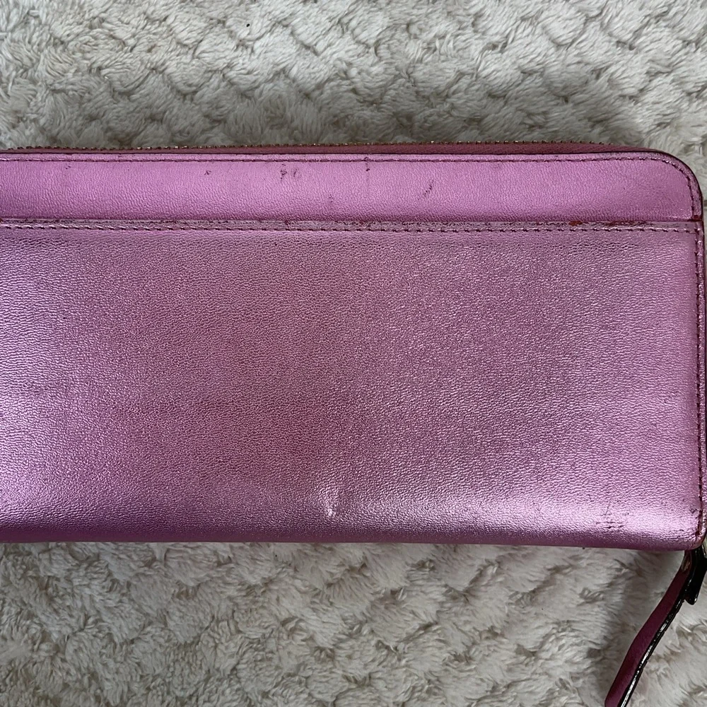 Kate Spade Fluorescent Pink Zip Around Wallet